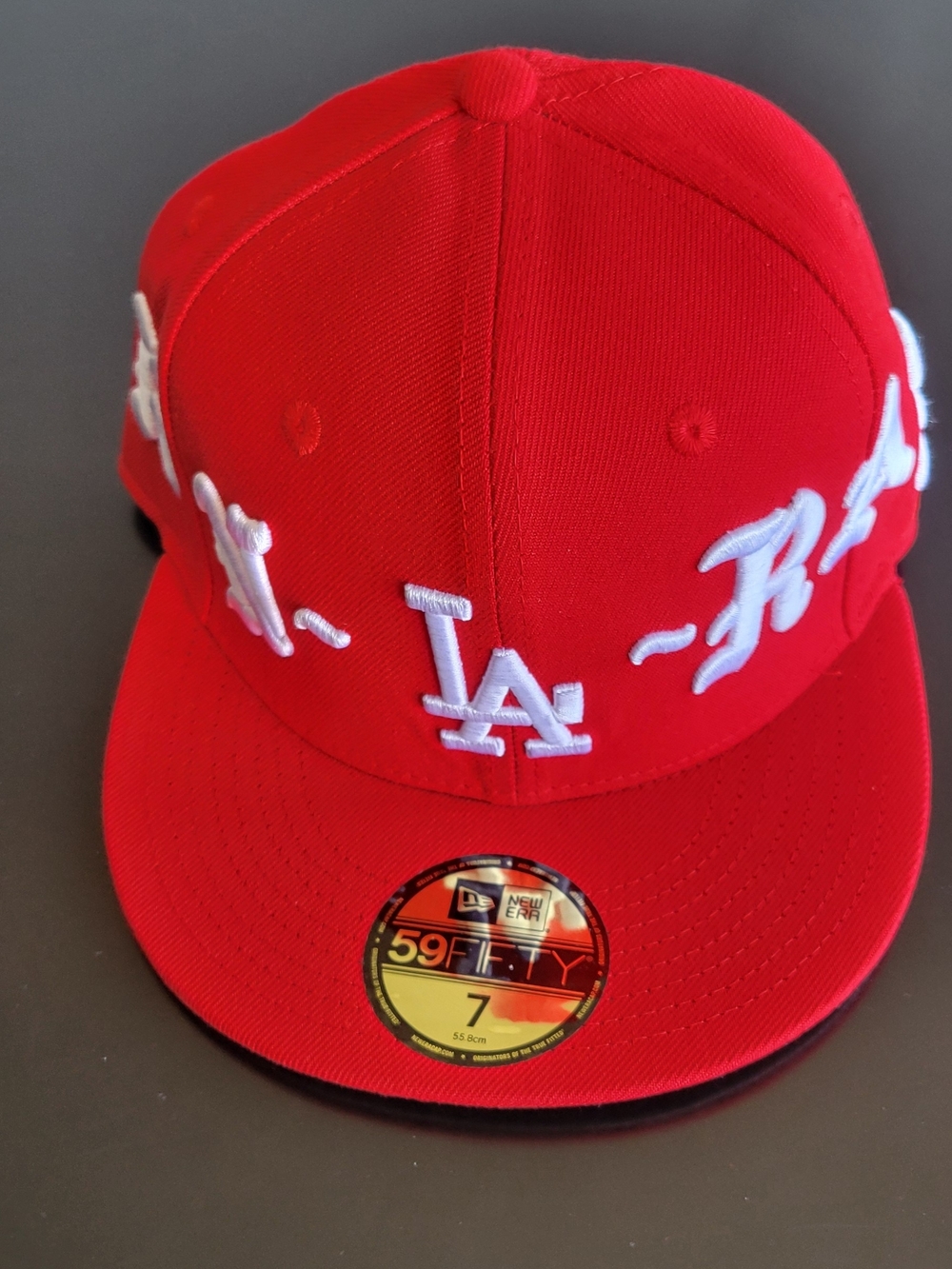 New Era  Red LA Script Embroidered Cap